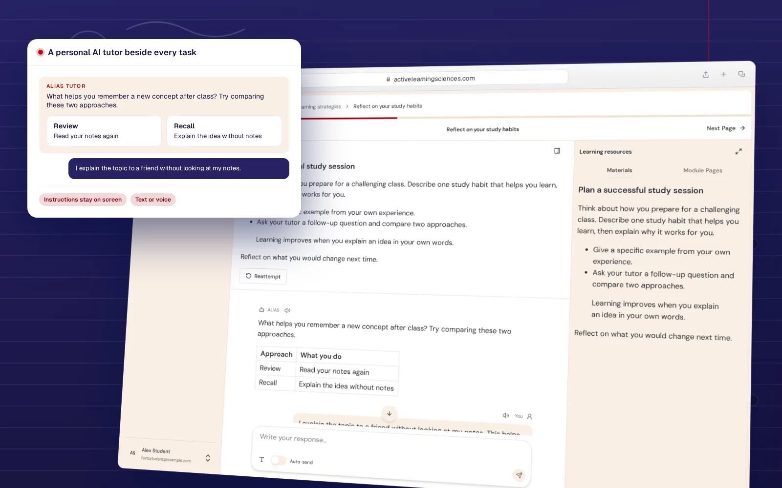 AI tutor activities