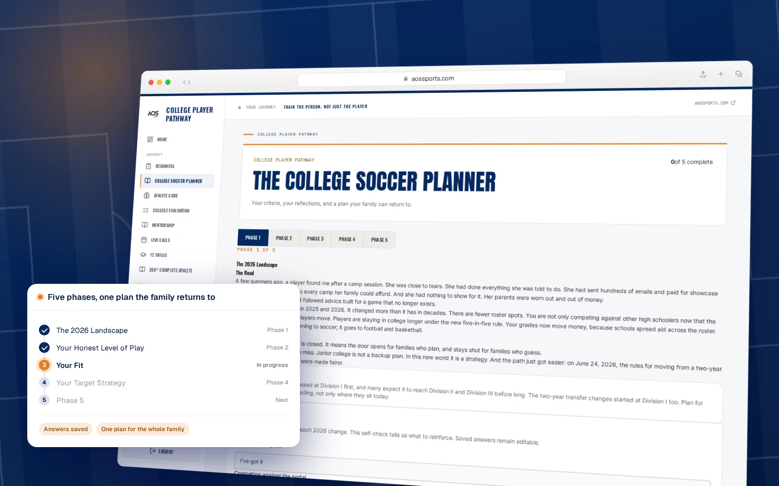 The College Soccer Planner