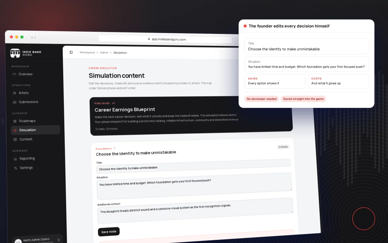 Founder's content editor